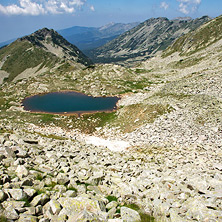 Climbing Kamenitsa Peak, view to Kozi (Goat) Lakes, Pirin Mountain