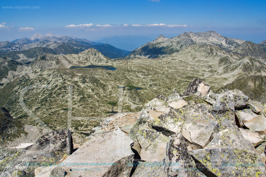 View from Kamenitsa peak to Vihren Peak and  Polezhan peak, Pirin Mountain